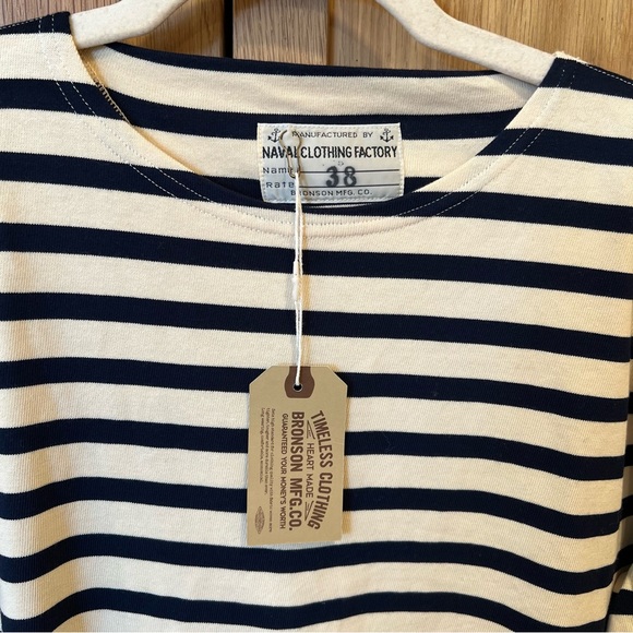 Bronson Mfg Co. Stripe Unisex Breton Shirt French Navy Cream NWT Nautical - Picture 3 of 4